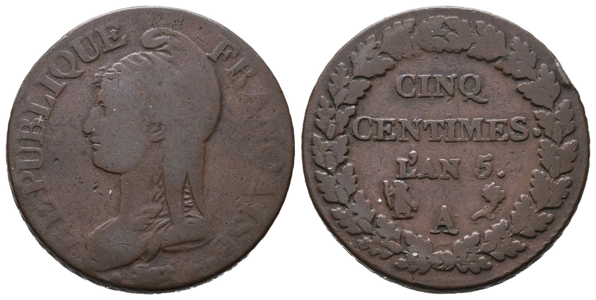 Francie Republika, 5 Centime rok 5 (1796 - 1797) A