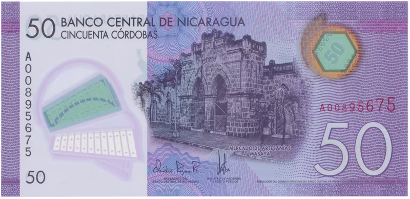 Nikaragua, 50 Cordobas 2014, plastová, P.211