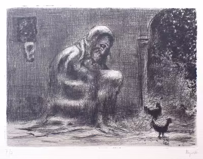 BOHUSLAV REYNEK: BOHUSLAV REYNEK (1892 – 1971) - Jób v zimě - Z cyklu Jób 1949