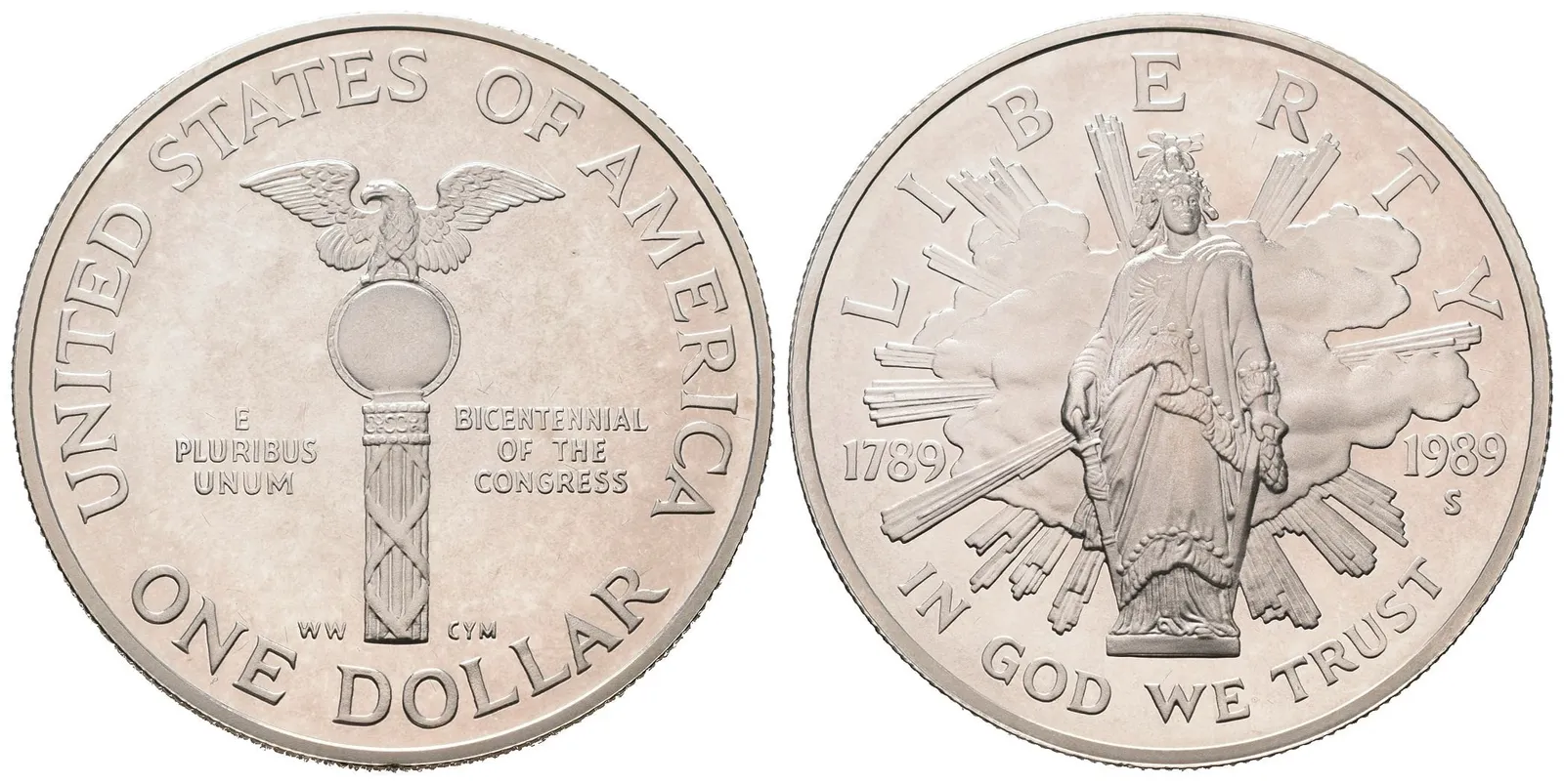 USA, 1 Dollar 1989 - Bicentennial of Congress, PROOF