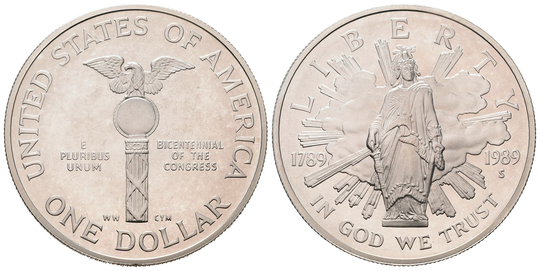 USA, 1 Dollar 1989 - Bicentennial of Congress, PROOF