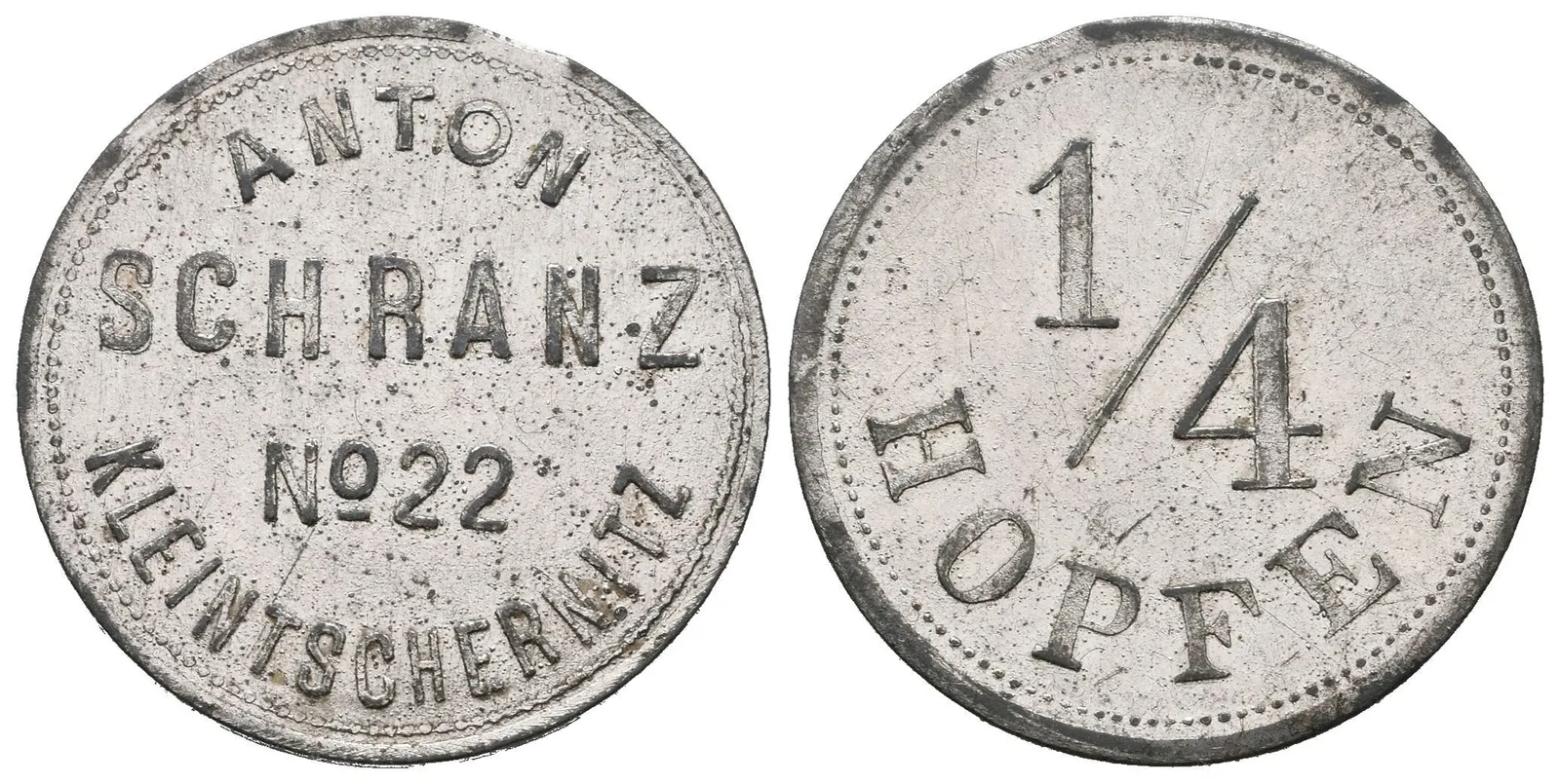 Malá Černoc / Kleintschernitz - Anton Schranz č. 22, známka na věrtel — 1