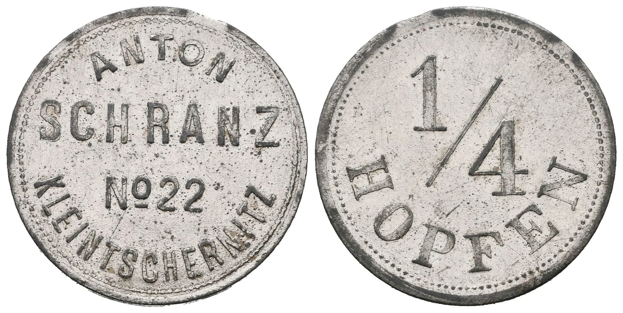 Malá Černoc / Kleintschernitz - Anton Schranz č. 22, známka na věrtel — 1