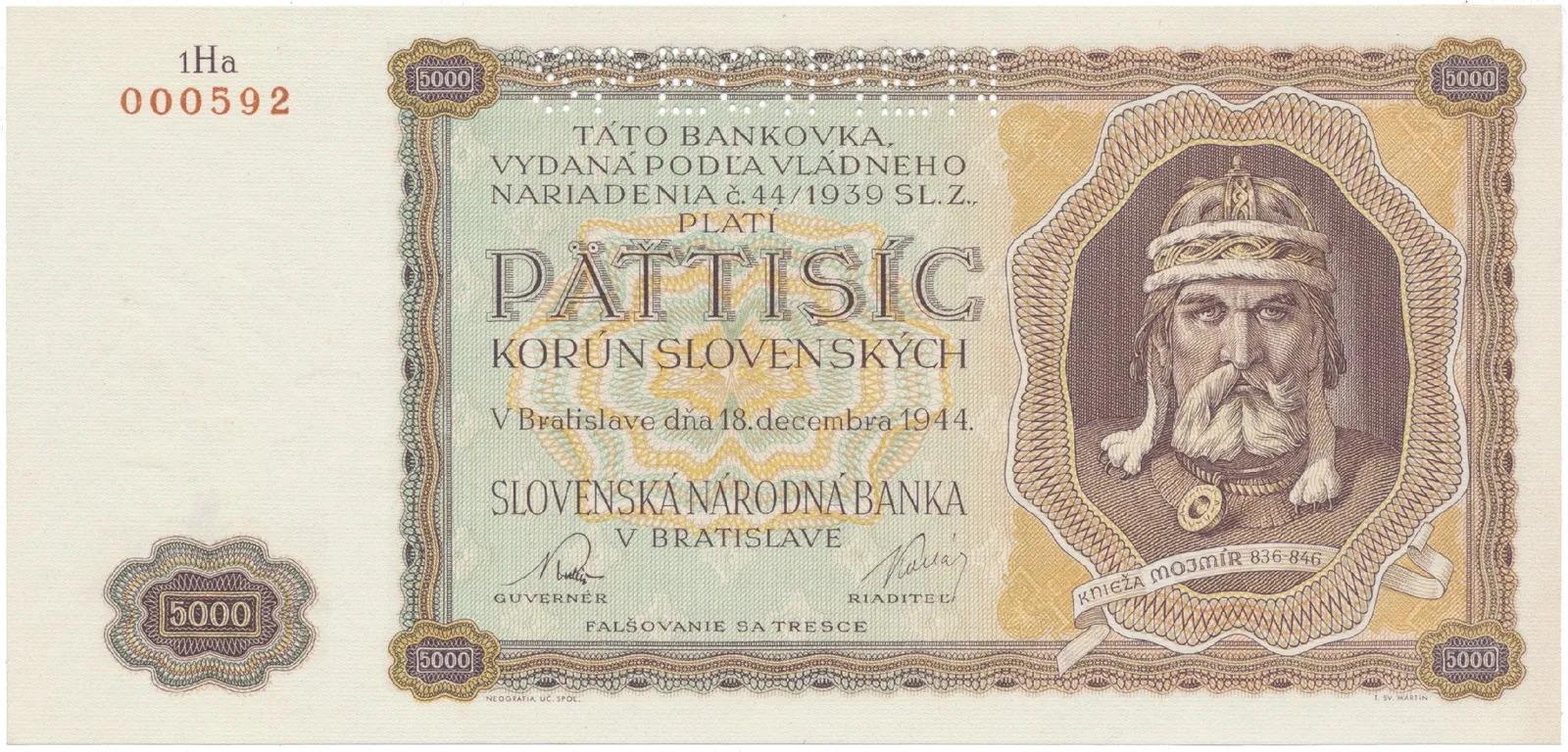 5000 Koruna 1944, série 1Ha, Hej.N3.S1