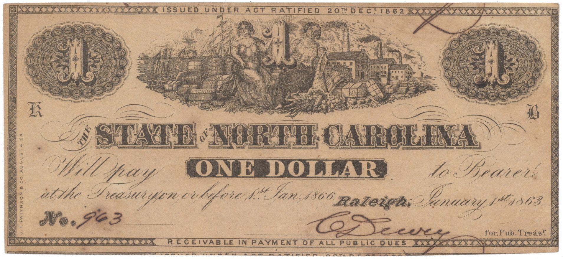 USA - N. Carolina, 1 Dollar 1863