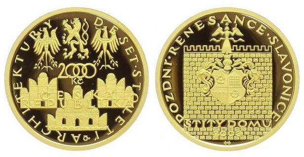 2000 Kč 2003 - Pozdní renesance - Štíty domu ve Slavonicích, PROOF