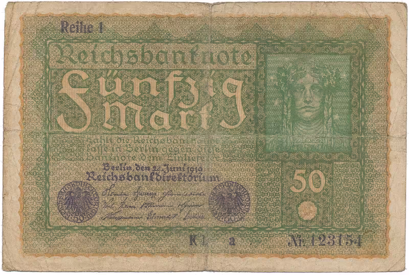 Německo, 50 Mark 1919, Reihe 1, Ro.62a