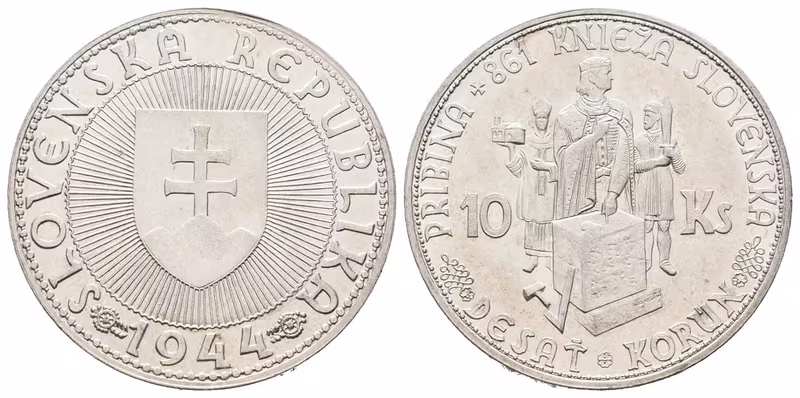 10 Koruna 1944 - bez křížku na kapličce