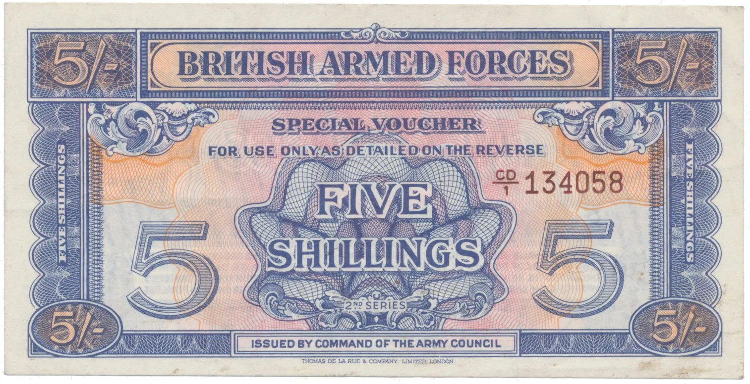 Velká Británie, 5 Shillings (1948), BAF - vojenské vydání, vodotisk, P.M20c