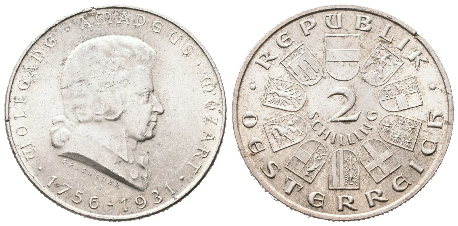 Rakousko, 2 Schilling 1931 - Mozart