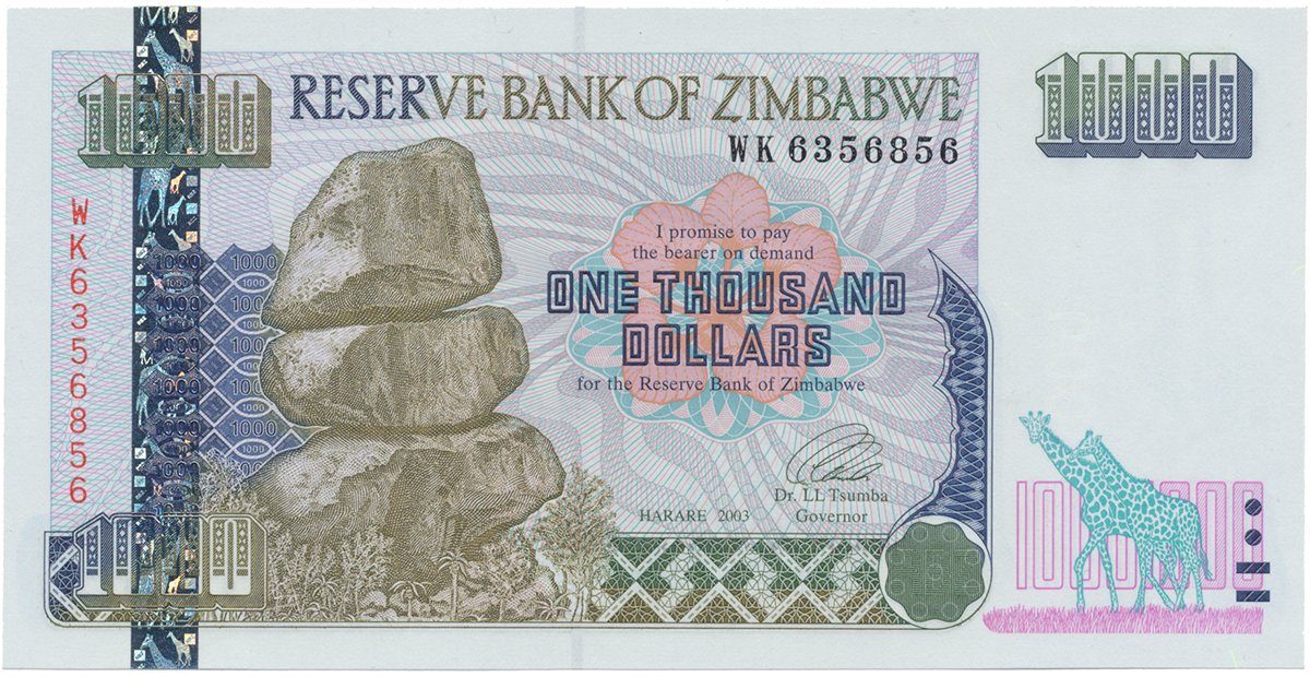 Zimbabwe, 1000 Dollars 2003, P.12