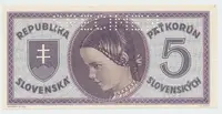 Slovensko, 5 Koruna b.d. (1945), perf. 1x SPECIMEN nahoře, Hej.55aD.S1 - fotografie 2