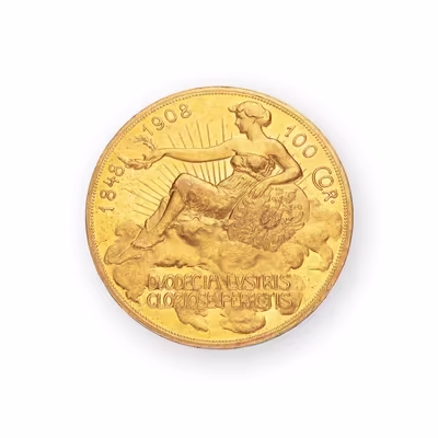 Zlatá 100 Koruna 1848 - 1908, jubilejní
