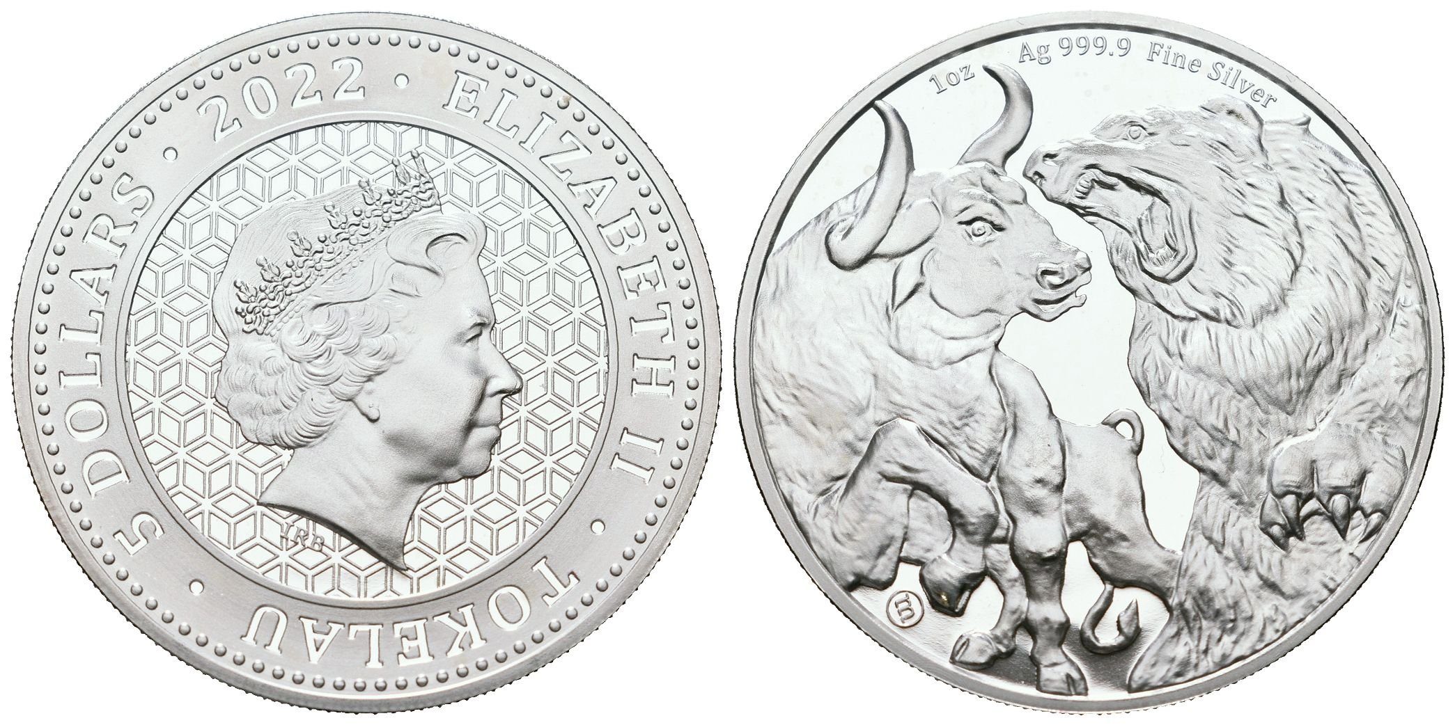 Tokelau, 5 Dollars 2022 - 1 Oz (Bull and Bear)