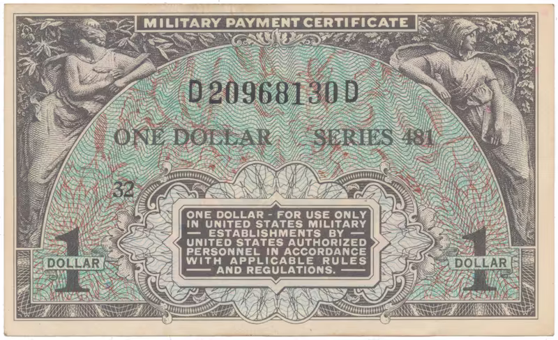 USA, vojenské vydání MPC, 1 Dollar (1951~1954), P.M26