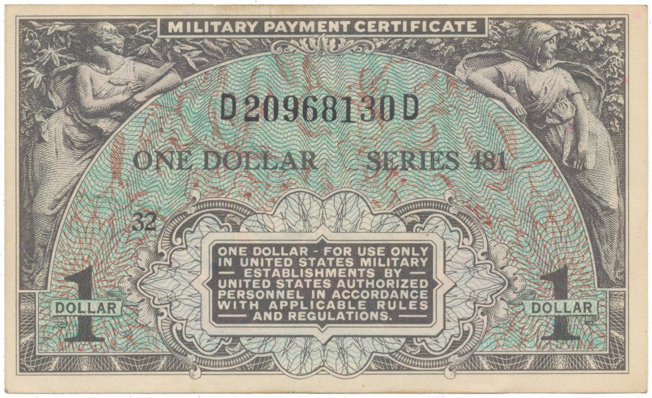 USA, vojenské vydání MPC, 1 Dollar (1951~1954), P.M26