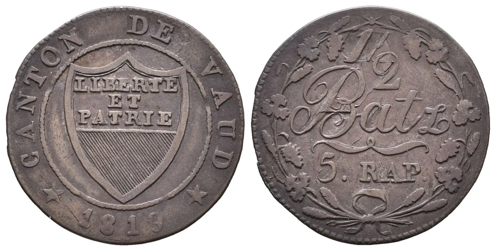 1/2 Batzen (5 Rappen) 1819, KM.6, patina, Chaurův podložní lístek a sáček — 1