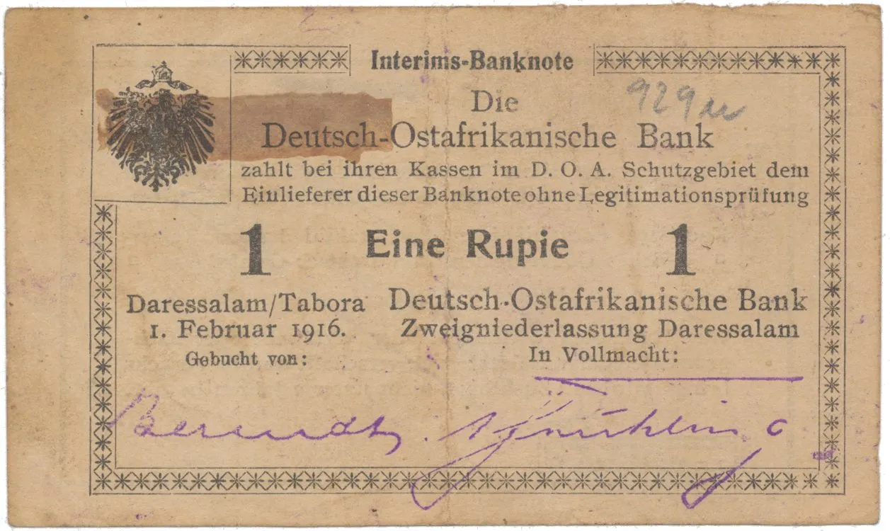 Německá Východní Afrika, 1 Rupie 1. 2. 1916, série T3, R.929u