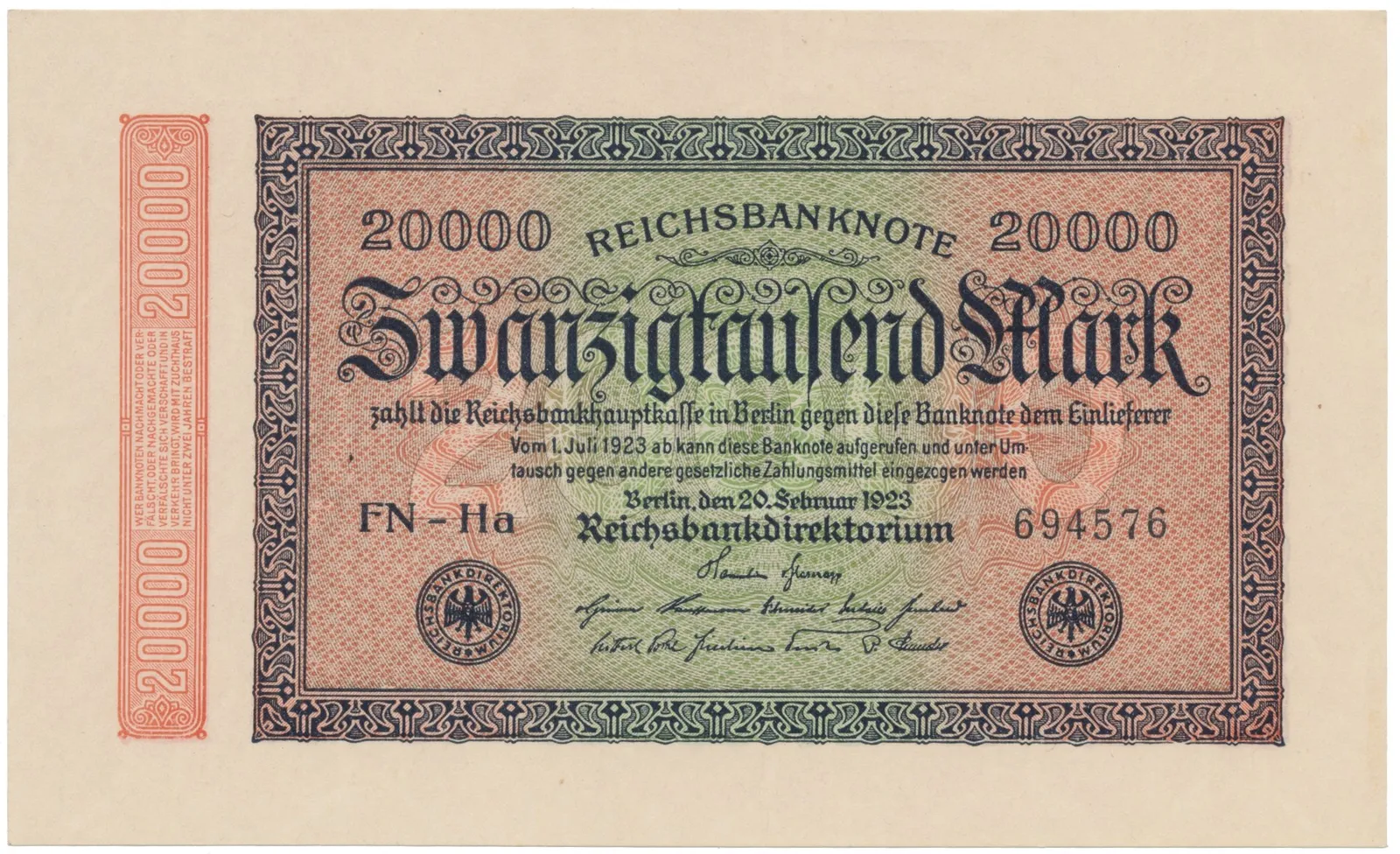 Německo, 20000 Mark 1923, Ro.84j