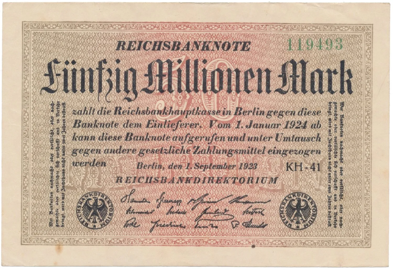 Německo, 50 Millionen Mark 1923, Ro.108h
