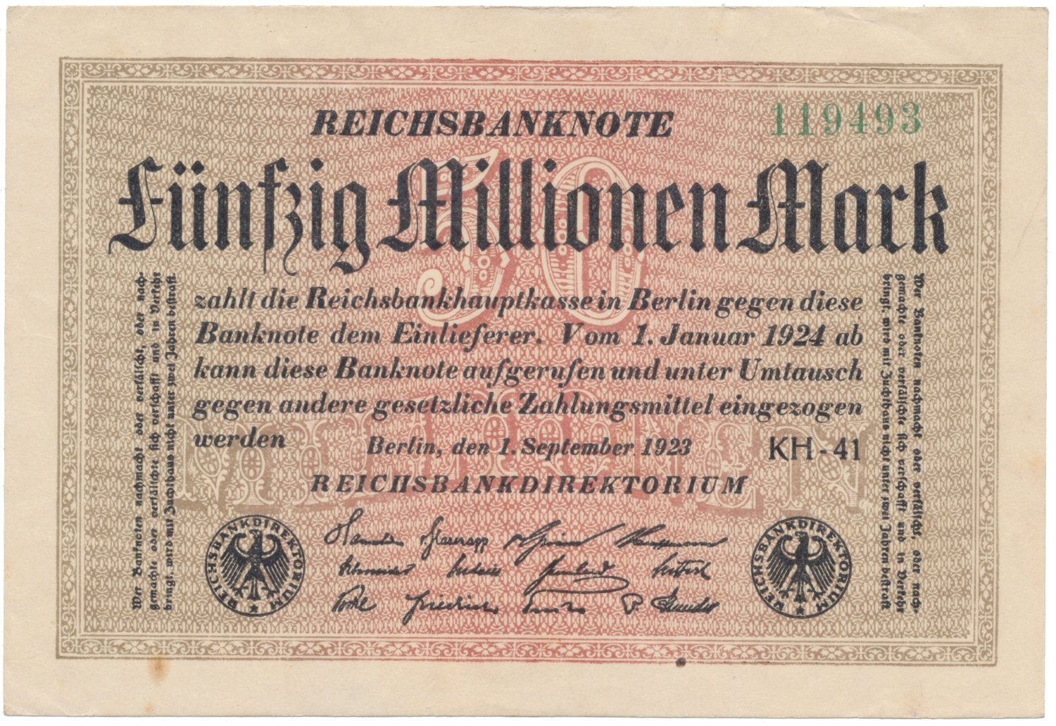 Německo, 50 Millionen Mark 1923, Ro.108h
