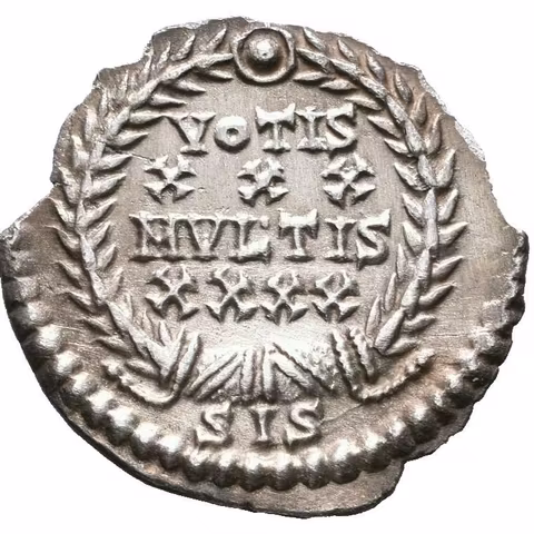 Siliqua, Siscia, 351 - 355, Rv: ve věnci nápis VOTIS / XXX / MVLTIS / XXXX,