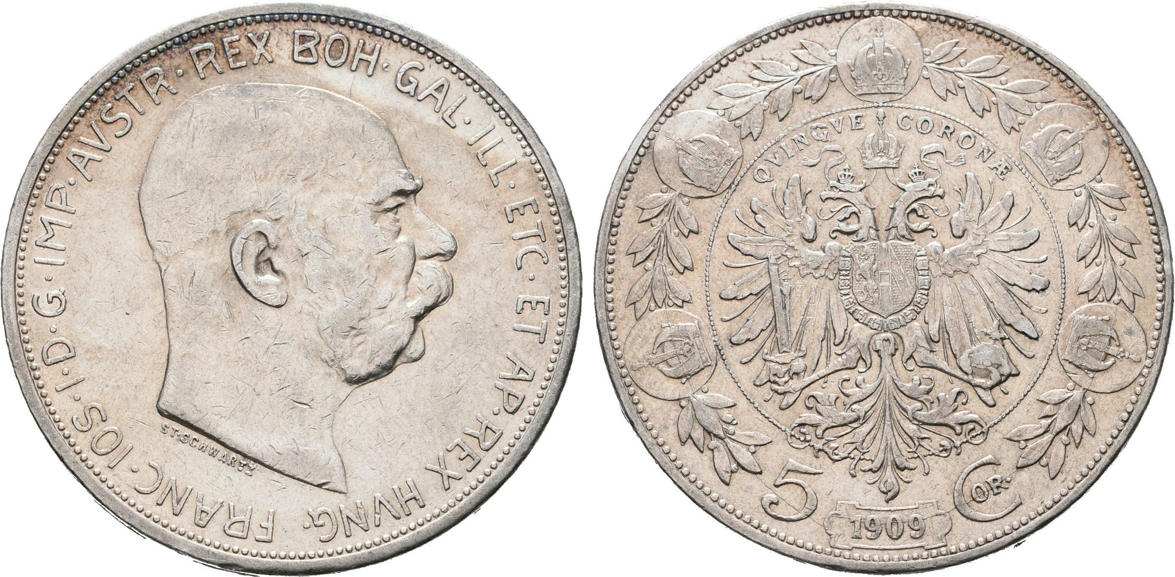 5 Koruna 1909 Schwartz