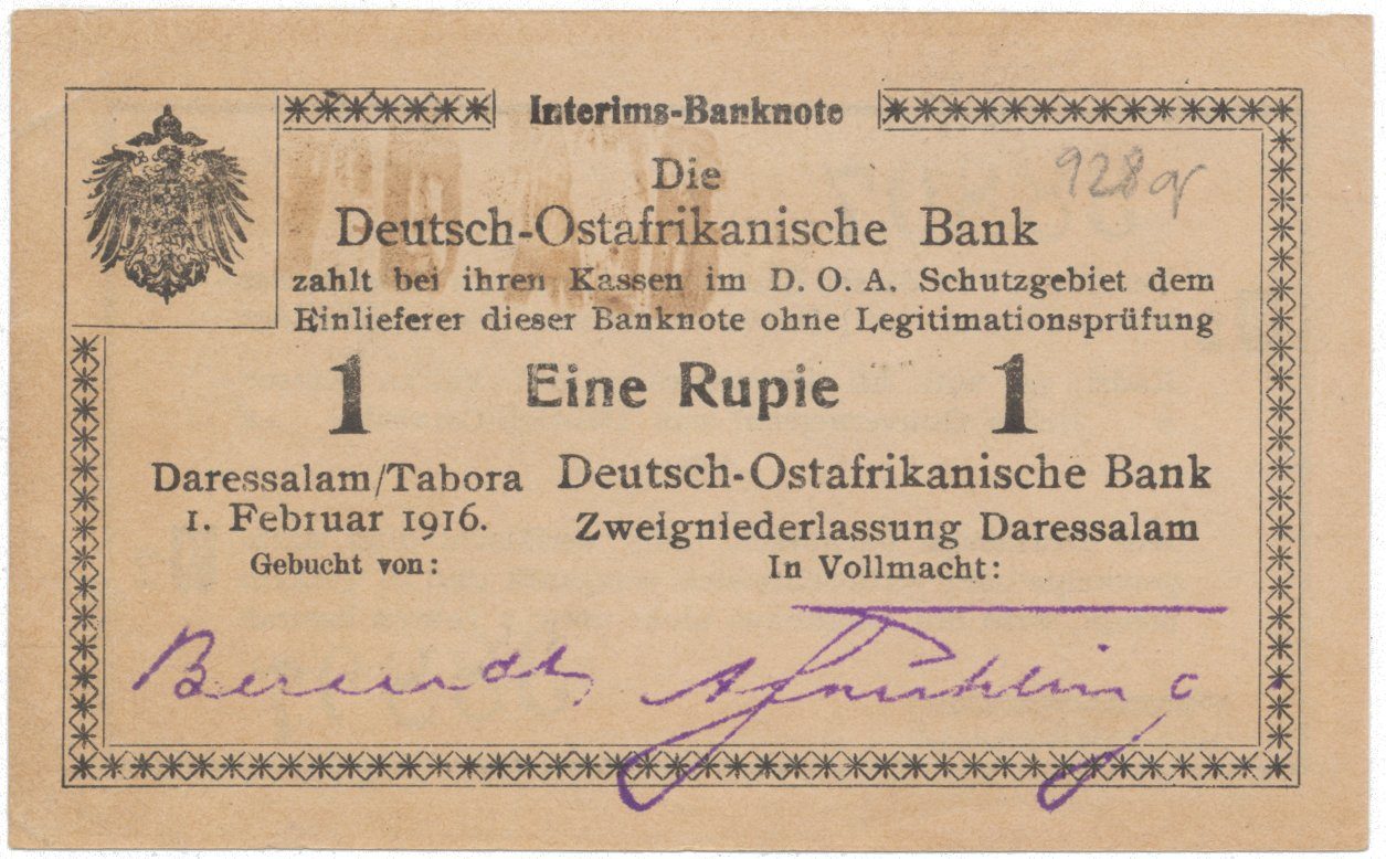 Německá Východní Afrika, 1 Rupie 1. 2. 1916, série W2, R.928q