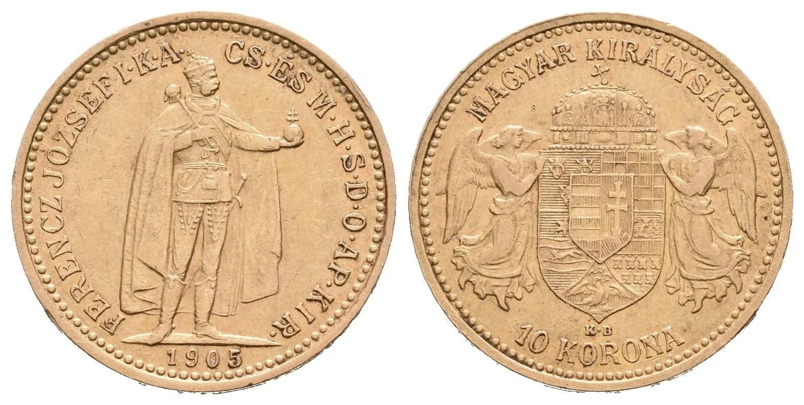 10 Koruna 1905 KB, pěkná zachovalost, zbytky lesku, rysky — 1
