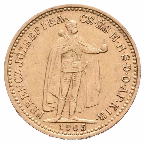 10 Koruna 1905 KB, pěkná zachovalost, zbytky lesku, rysky