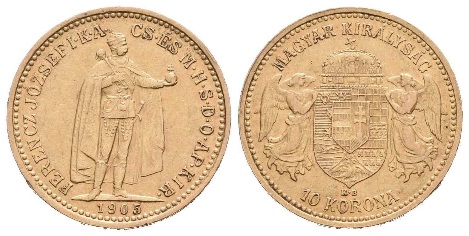 10 Koruna 1905 KB, pěkná zachovalost, zbytky lesku, rysky — 1