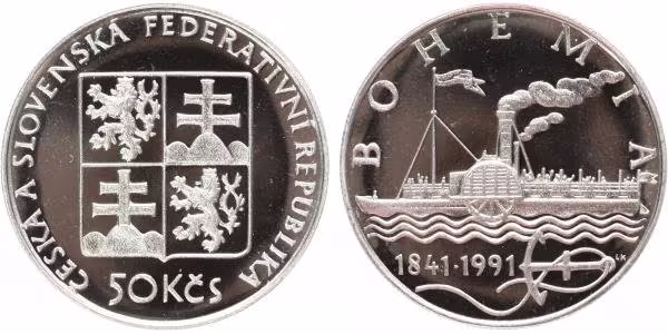 50 Kčs 1991 - Parník Bohemia, PROOF