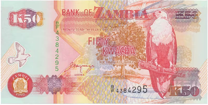 Zambie, 50 Kwacha 1992, P.37b