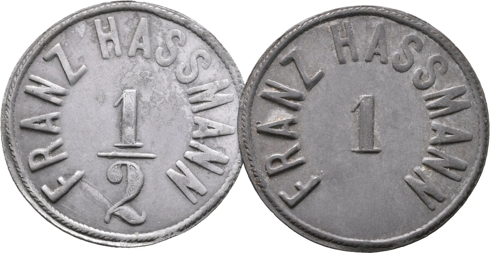 Trnovany - Franz Hassman, známka s hodnotou "1/2 a 1", Fe 28 mm_2 ks — 1