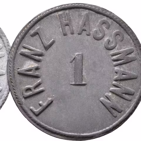 Trnovany - Franz Hassman, známka s hodnotou "1/2 a 1", Fe 28 mm_2 ks