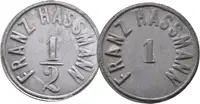 Trnovany - Franz Hassman, známka s hodnotou "1/2 a 1", Fe 28 mm_2 ks — 1