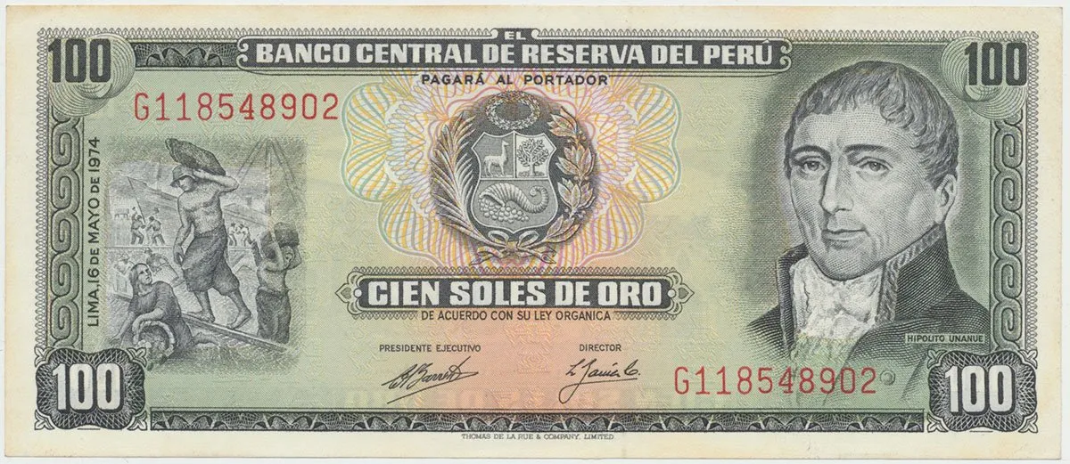 Peru, 100 Soles de Oro 1974, P.102c