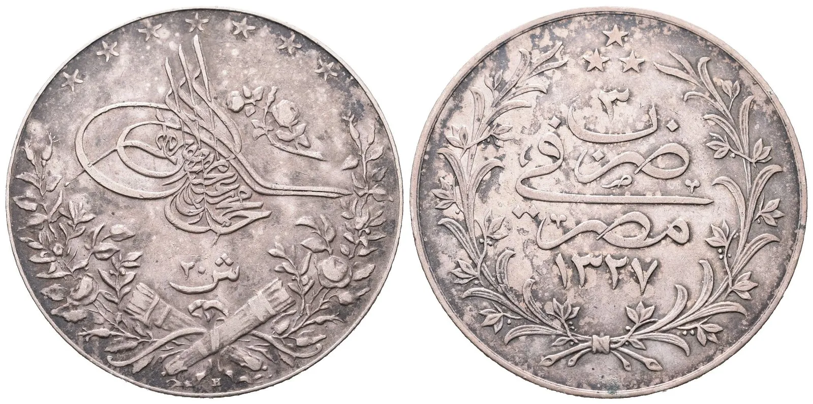 Egypt, 20 Qirsh AH 1327 (1911)