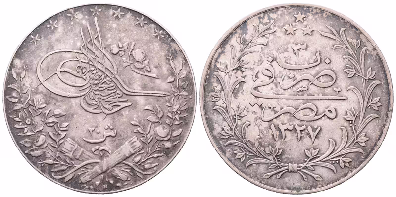 Egypt, 20 Qirsh AH 1327 (1911)
