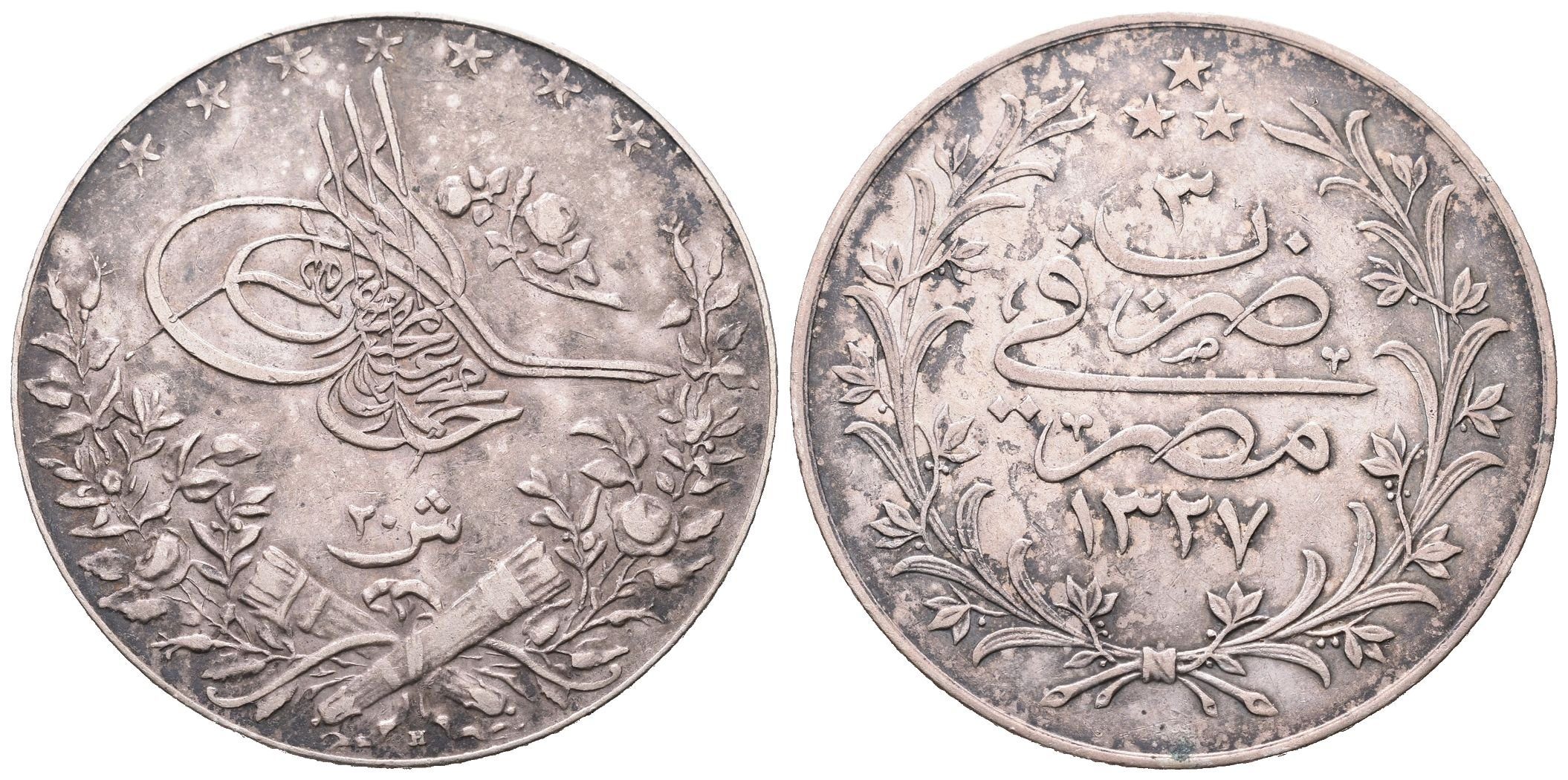 Egypt, 20 Qirsh AH 1327 (1911)