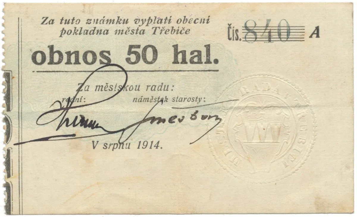 Třebíč - město, 50 hal srpen 1914, série A, HH.223.5.4c