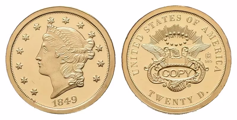 USA, replika 20 Dollars 1849
