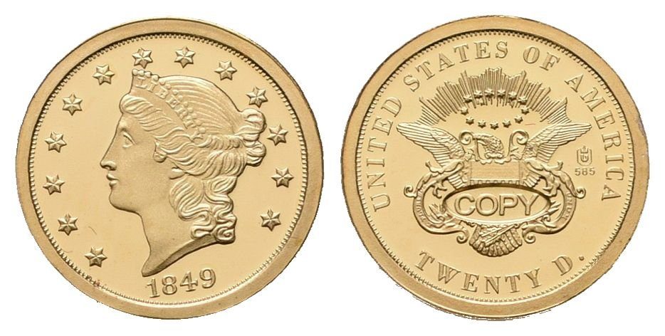 USA, replika 20 Dollars 1849