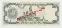Venezuela, 20 Bolivares 1998, anulát - ESPECIMEN SIN VALOR, P.63fs - fotografie 2