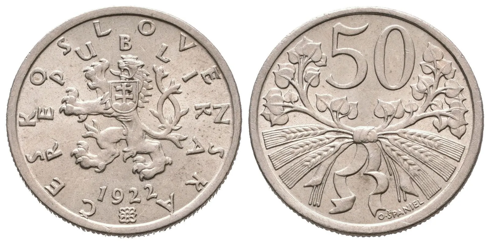 50 Haléř 1922, krásná zachovalost, lesk, patina — 1
