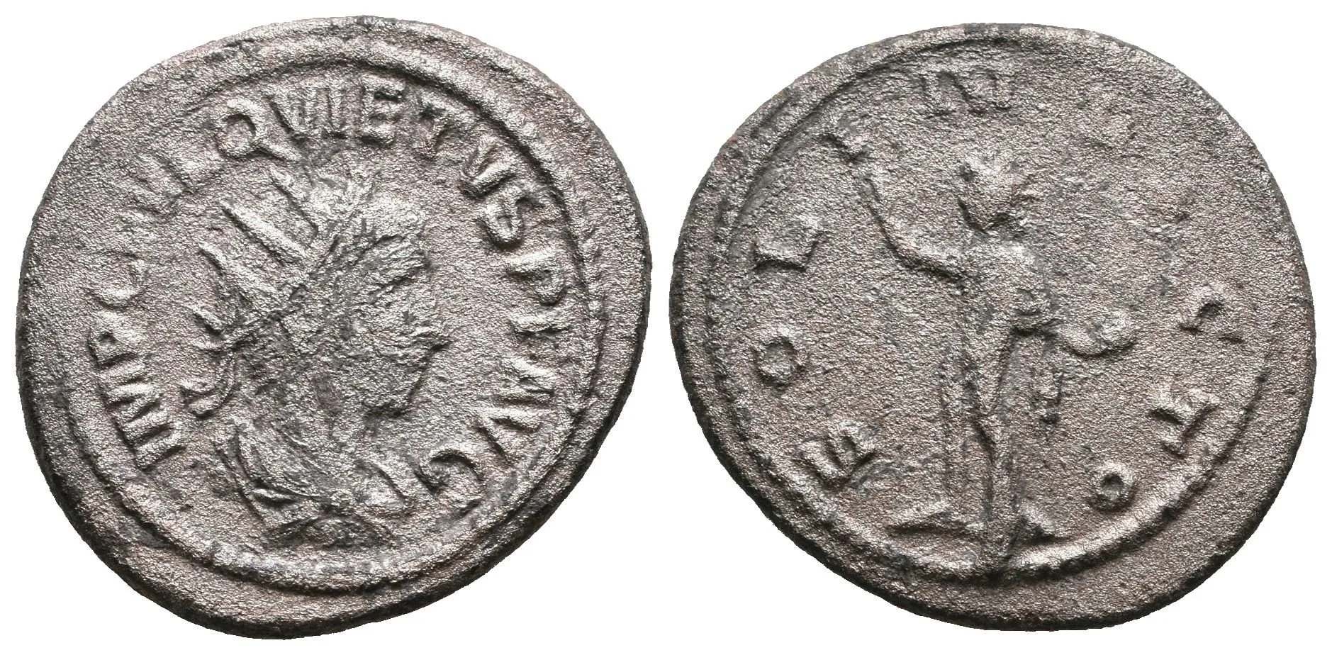 Antoninian, Antiochia, Rv: SOL INVICTO, stojící Sol zleva drží glóbus, má zvednutou — 1