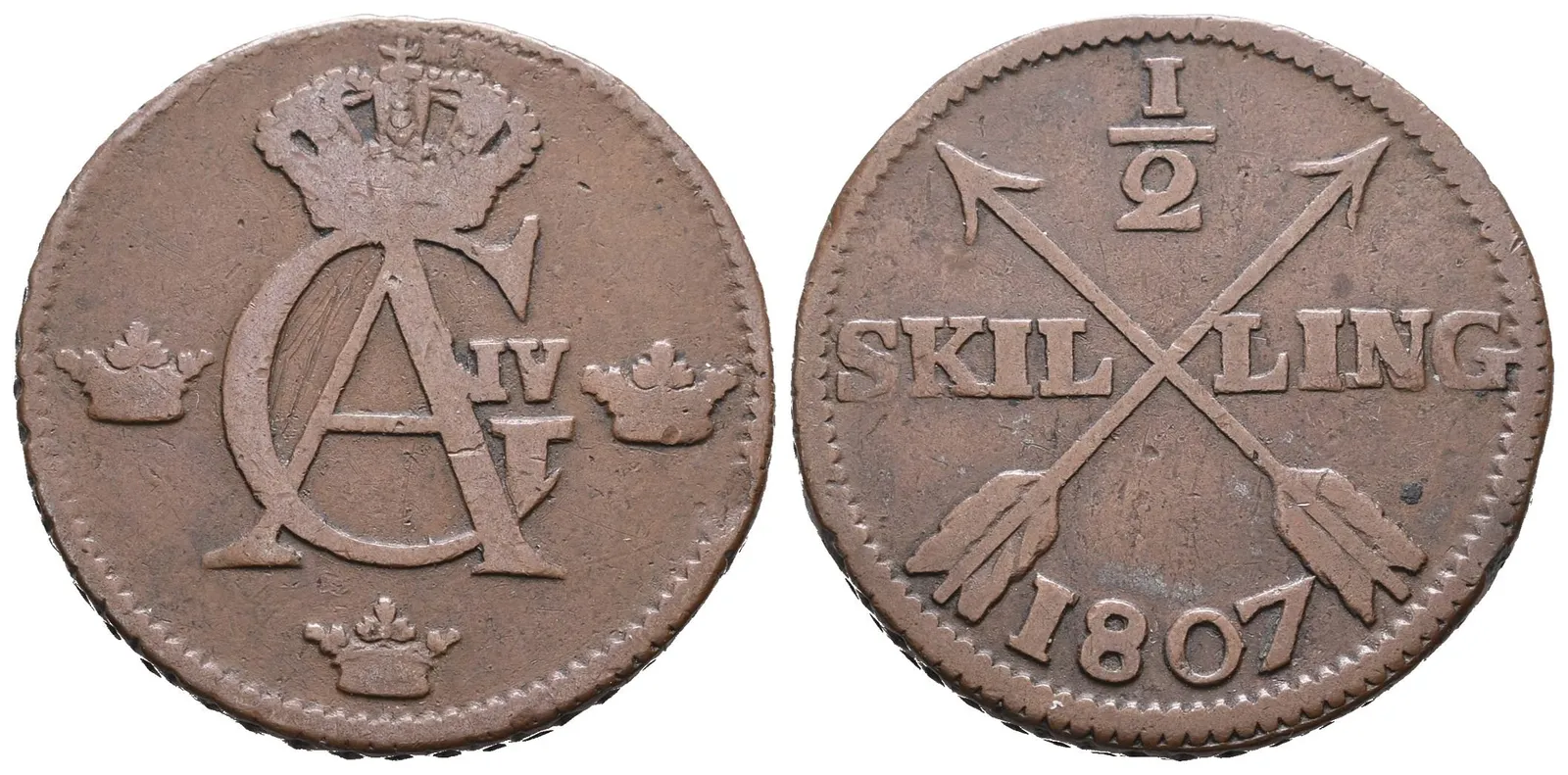 Švédsko, 1/2 Šilinku 1807