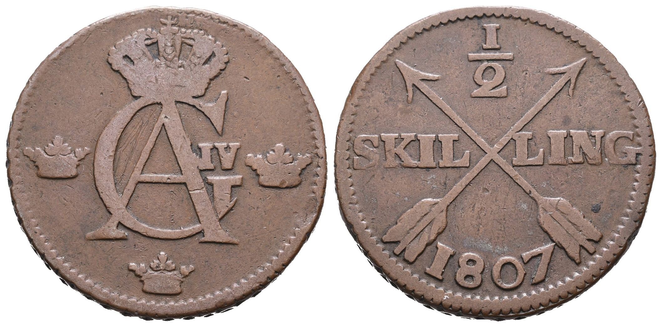 Švédsko, 1/2 Šilinku 1807