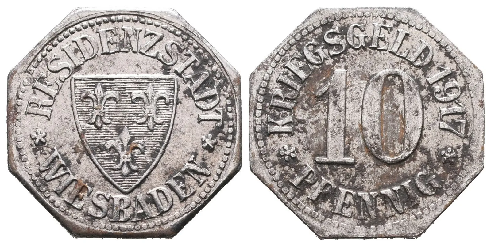 Nouzové ražby, 10 Pfennig 1917 - Wiesbaden