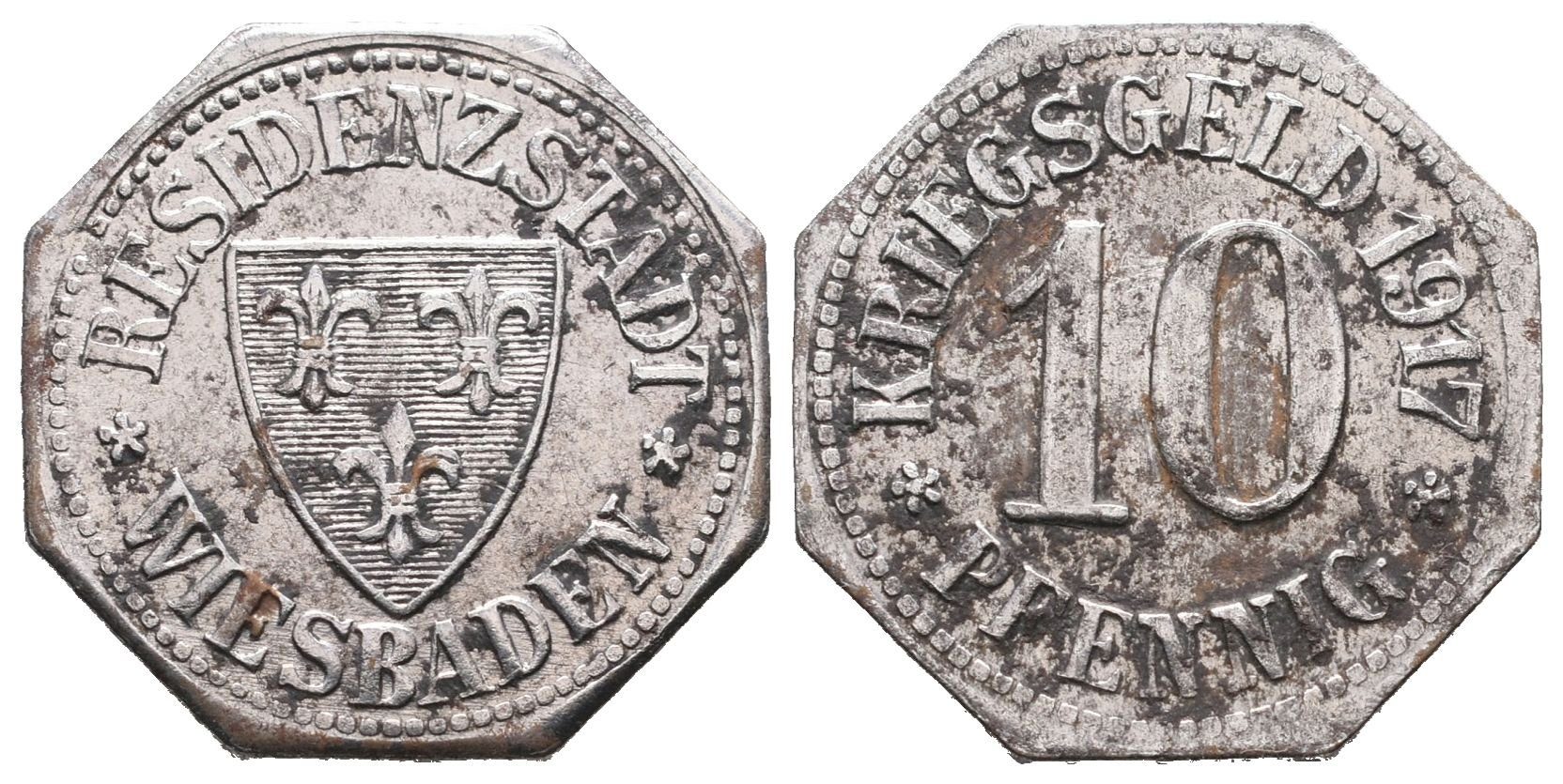 Nouzové ražby, 10 Pfennig 1917 - Wiesbaden